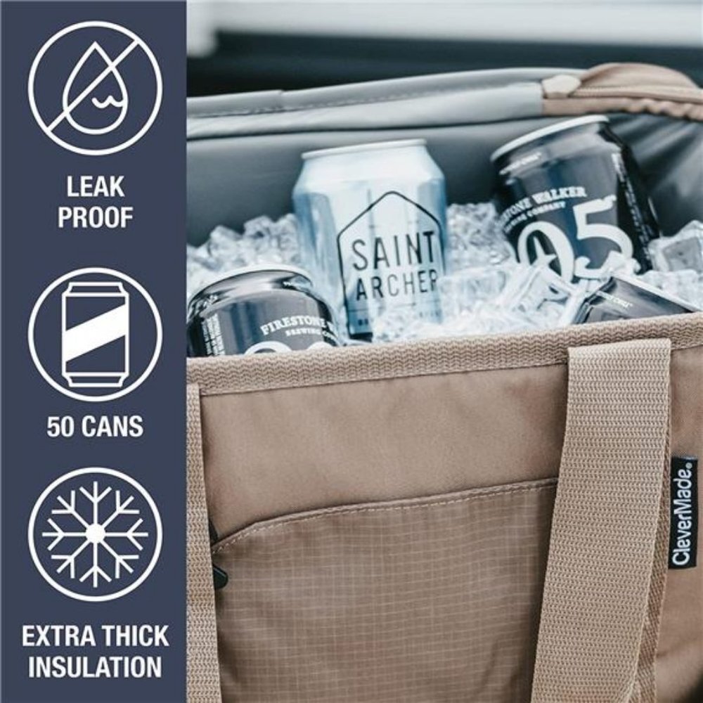 Pacifica Cooler Bag; Soft Sided Insulated, Collapsible Leakproof 50 Can
